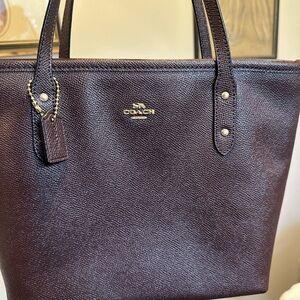 Coach Mini City Zip Tote in deep plum